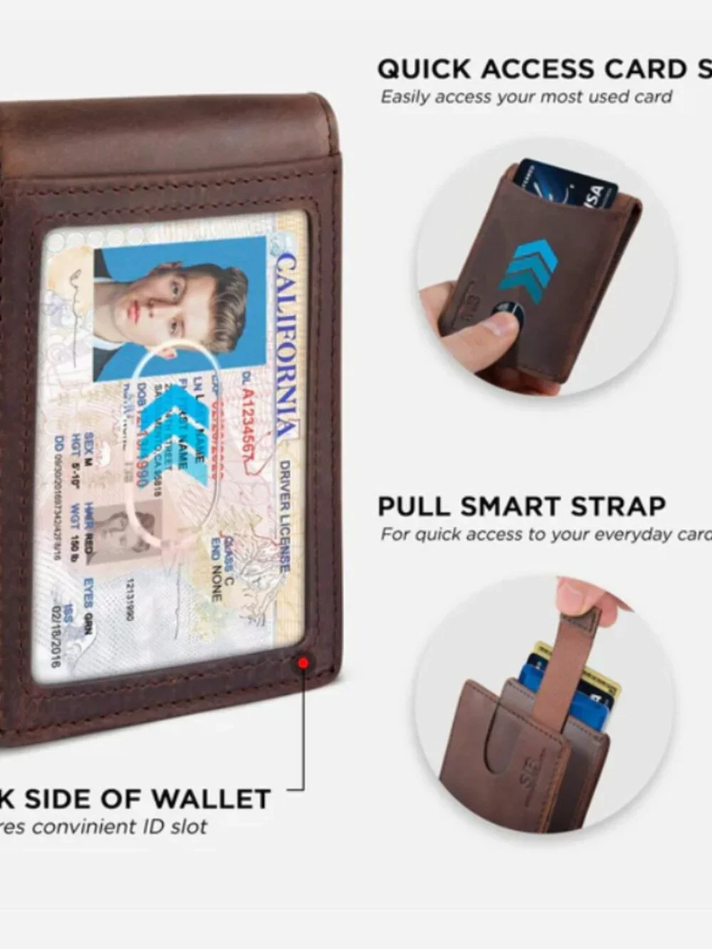 NWT Serman Brands 1.S RFID Blocking Full Grain Slim Texas Brown Wallet
